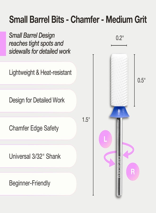 Curacoro Ceramic Nail Drill Bit 3/32" - Small Barrel Chamfer Bit (Medium), Versatile Shaping & Surface Refinement, Safe Cuticle & Sidewall Work, Salon & Home Use - Image 3